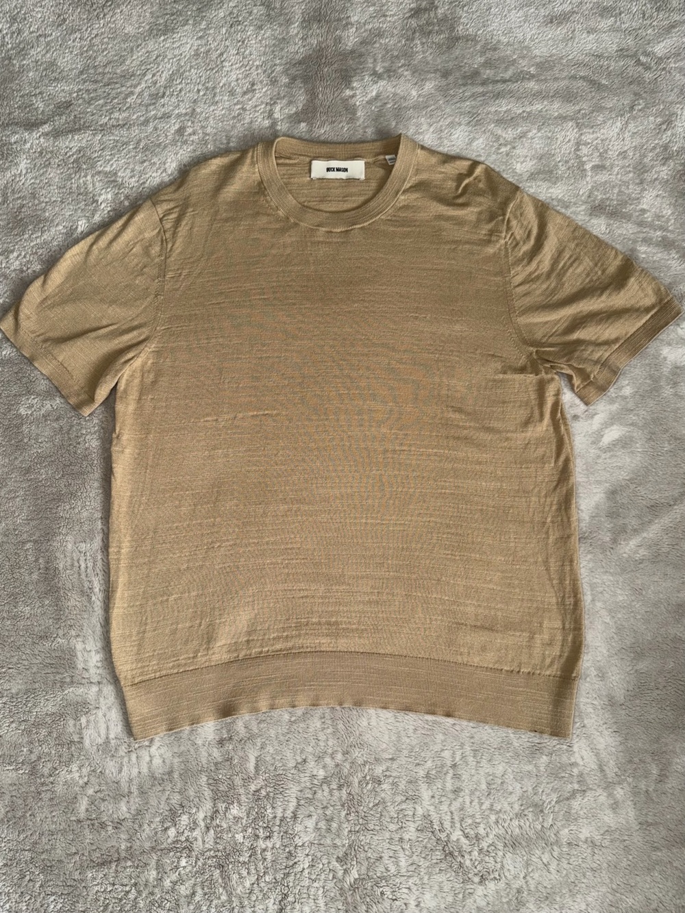 Buck Mason Cedar Avalon Knit Classic Crew Tee Beige 100% Cotton Men’s Medium